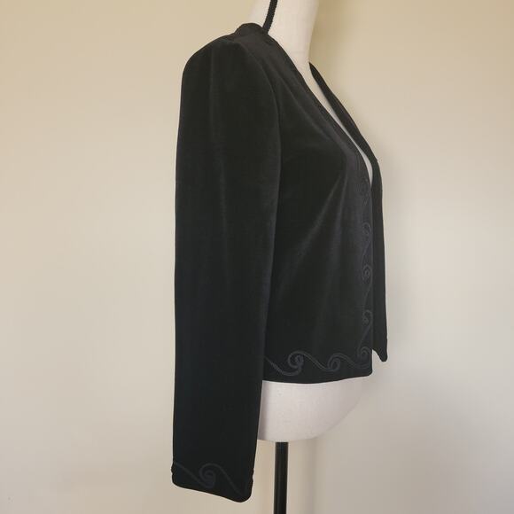 Vintage Choice By Butte Size 14 Velvet Velour Open Jacket Blazer USA Made Black - Picture 4 of 15